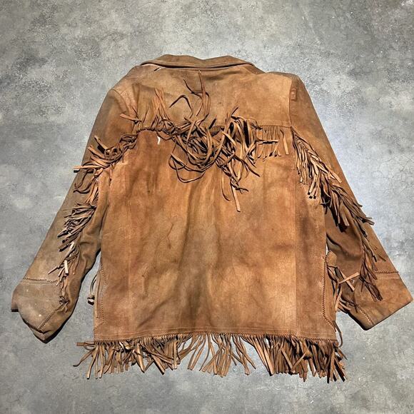 Vintage 40s 50s Mexican Brown Western Tasselated Leather - Picture 4 of 7